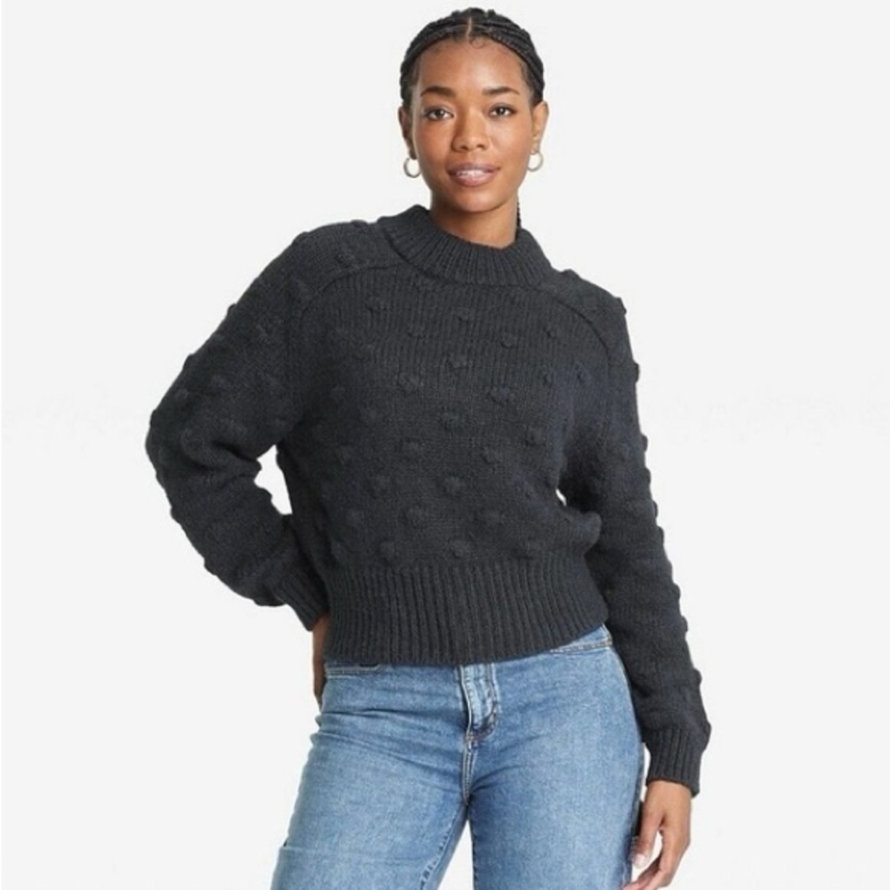 Universal Thread Textured Navy Bauble Chunky Knit Pullover Sweater